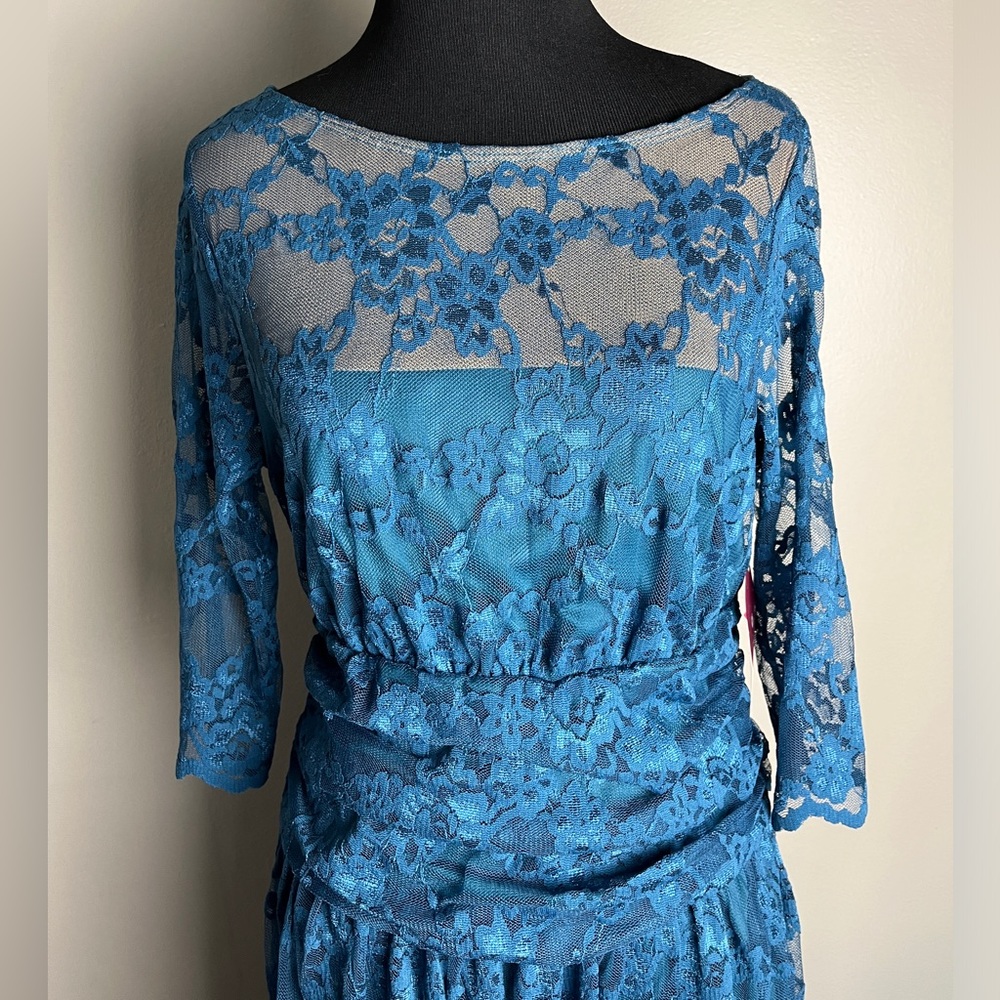 NWT Kiyonna brand turquoise lace dress - Picture 2 of 6